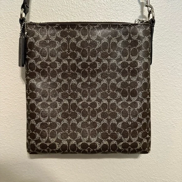 Coach Signature NS Brown Coated Canvas Swingpack Crossbody Bag - Picture 9 of 10